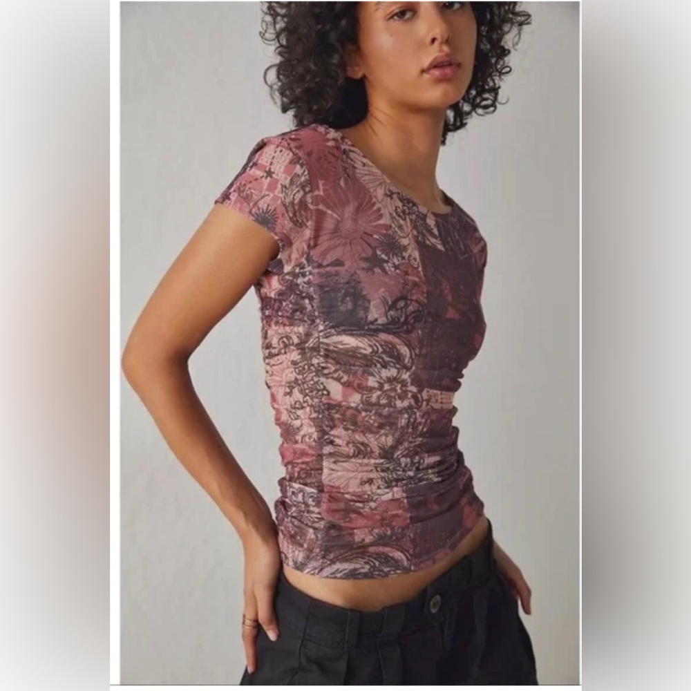Free People Keep It Simple Sheer Mesh Baby Tee